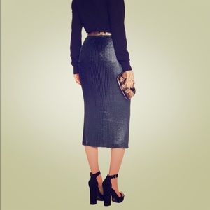Markus Lupfer Brana Lamé Pleated Pencil Skirt